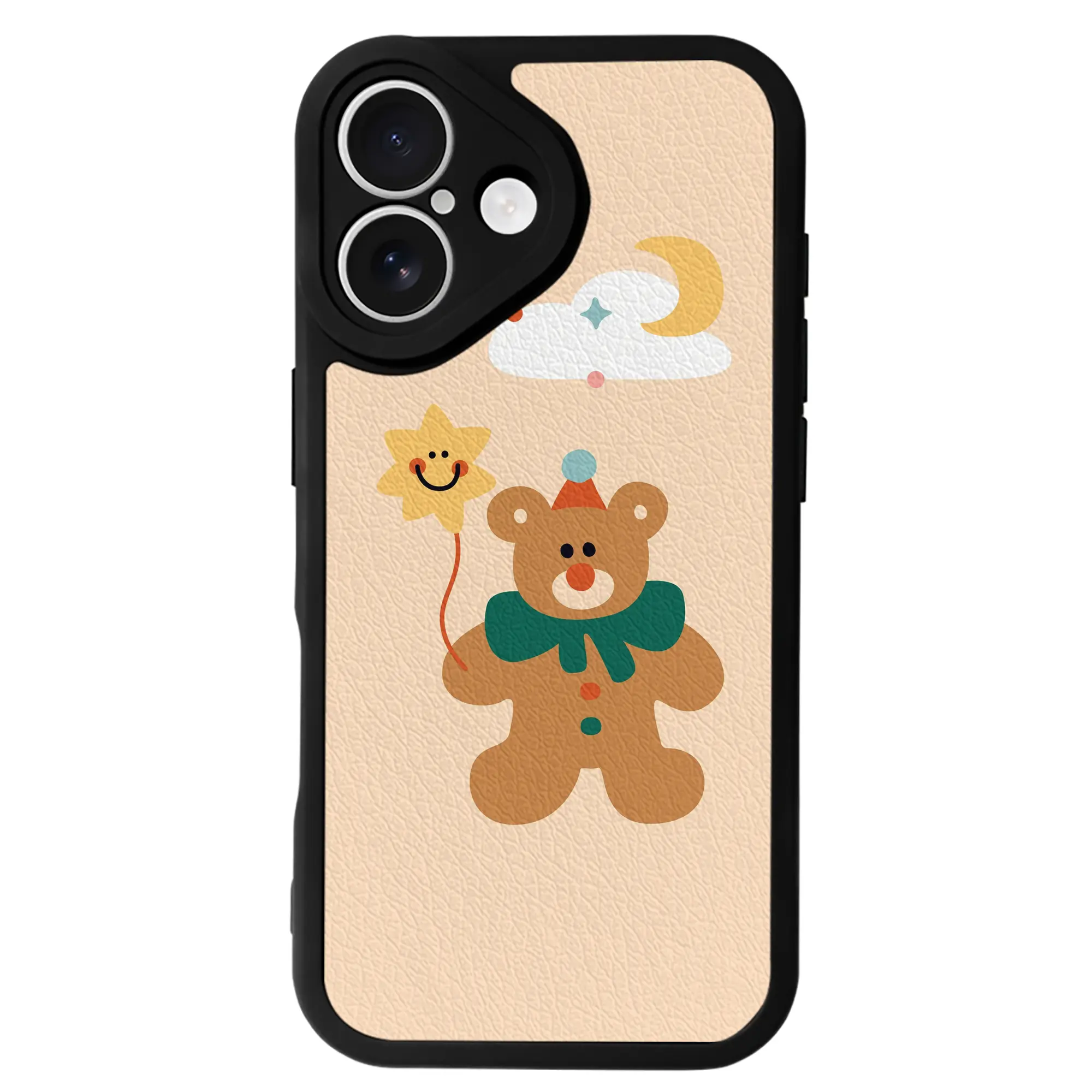 シンプルくま×クリスマス｜大人可愛い冬デザイン - IPhone 16シリーズ対応 ・ シリコンスマホケース ・ レザー調 ・ 高精度フィット ・ 耐衝撃 ・ ワイヤレス充電対応 ・ 精密カット